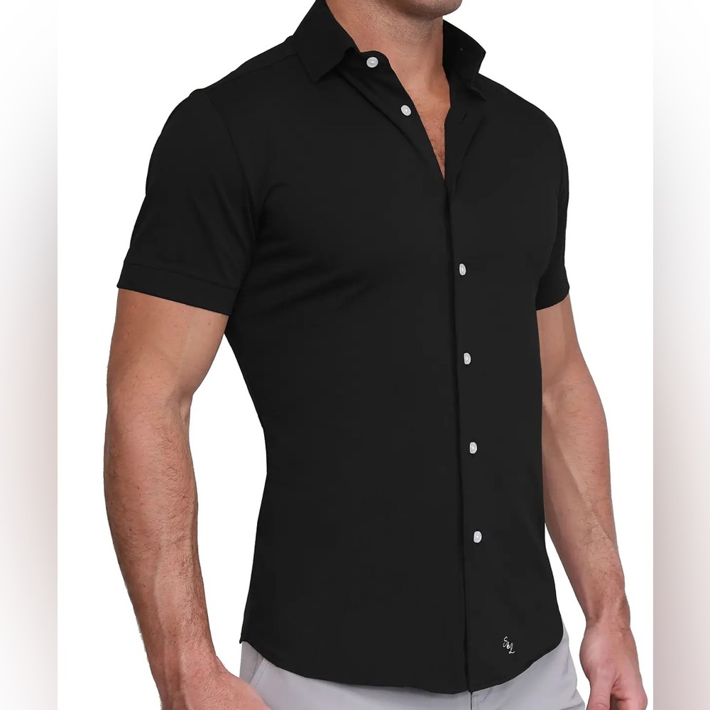 State & Liberty "The Roth" Black Short Sleeve Button Down